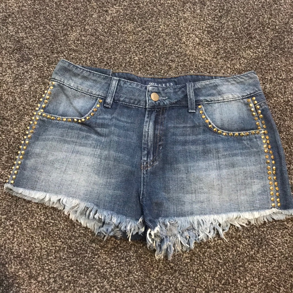 Gold studded Guess jean shorts